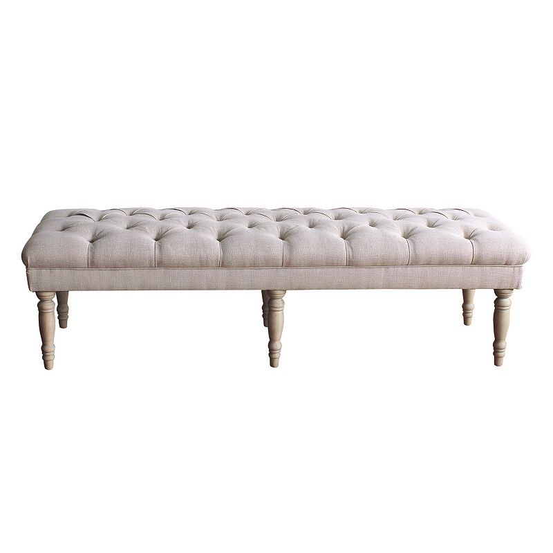 HomePop Layla Tufted Bench, Beig/Green