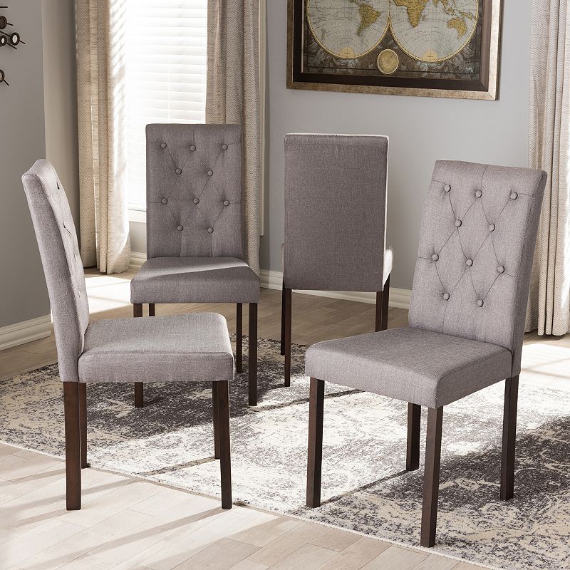 Baxton Studio Gardner Tufted Dining Chair 4-piece Set, Grey
