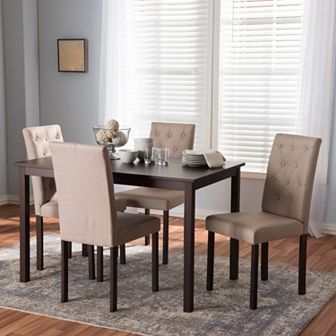 Baxton Studio Gardner Tufted Dining Chair & Table 5 pc Set