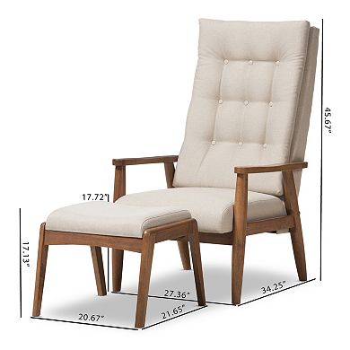 Baxton Studio Roxy Accent Chair & Ottoman 2-piece Set
