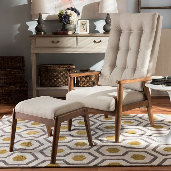 Baxton Studio Roxy Accent Chair Ottoman 2-piece Set