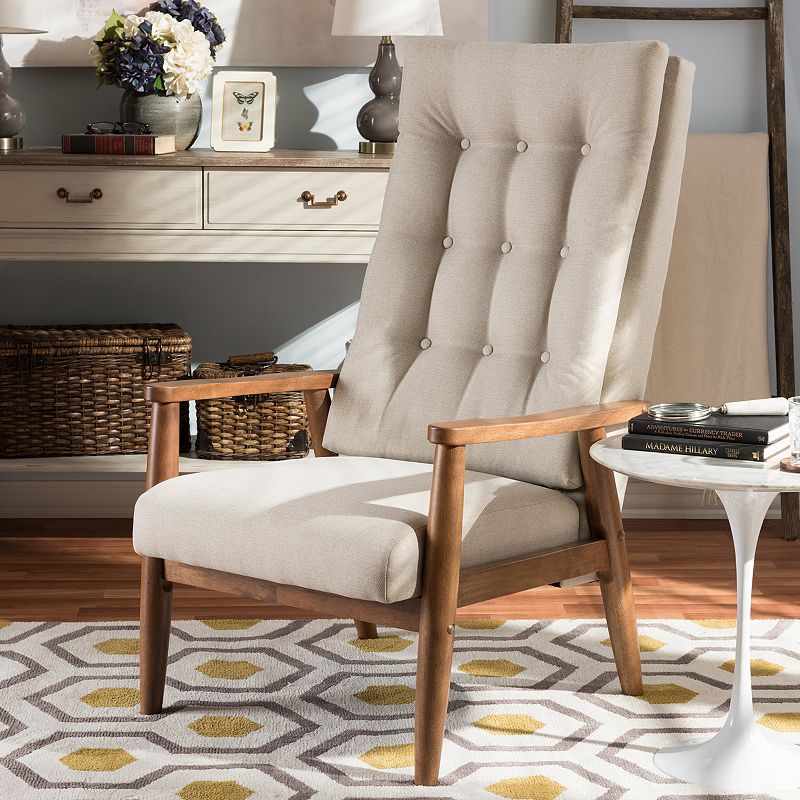 Baxton Studio Roxy Accent Chair, Lt Beige