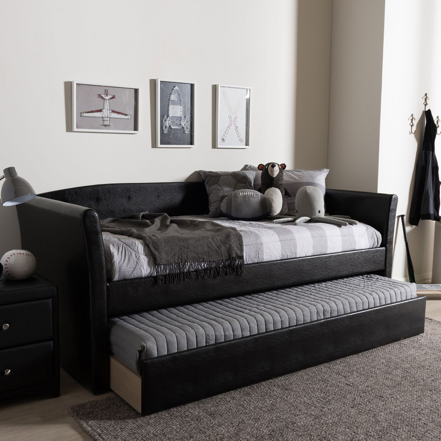 Baxton Studio Camino Contemporary Daybed Trundle   2916316 Black