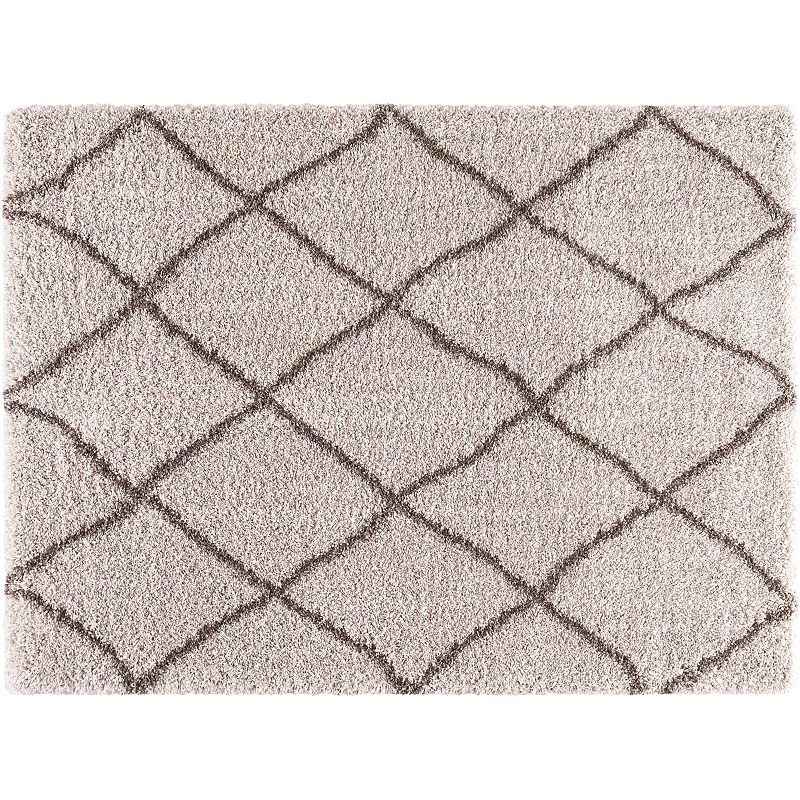 Concord Global Ocean Lattice Shag Rug, Med Beige, 5X7 Ft