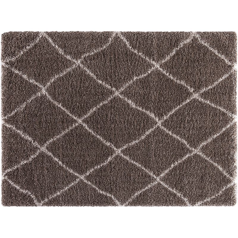 Concord Global Ocean Lattice Shag Rug, Lt Brown, 8X10 Ft