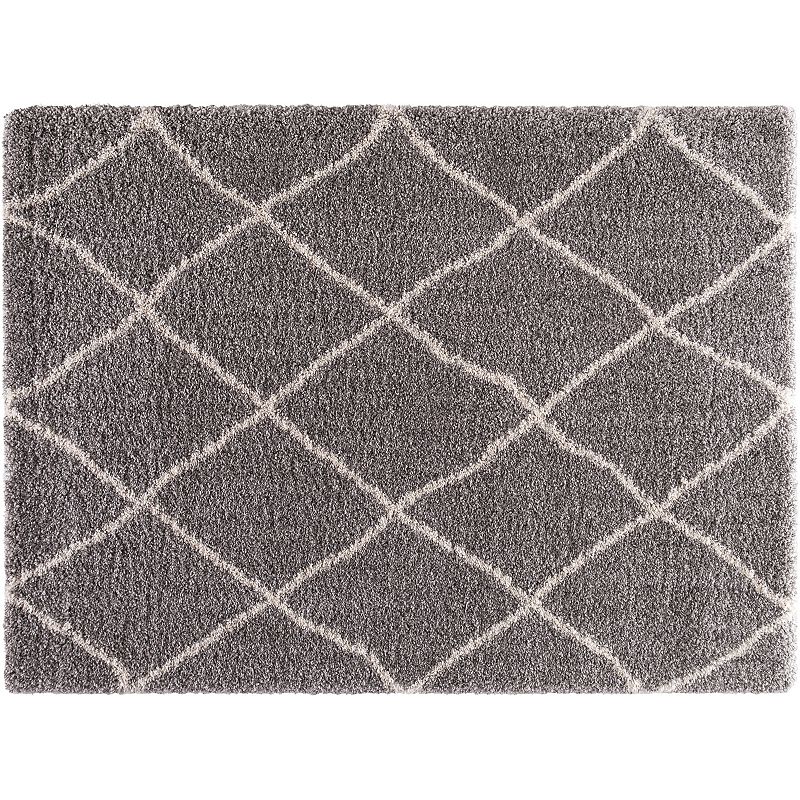 Concord Global Ocean Lattice Shag Rug, Silver, 8X10 Ft