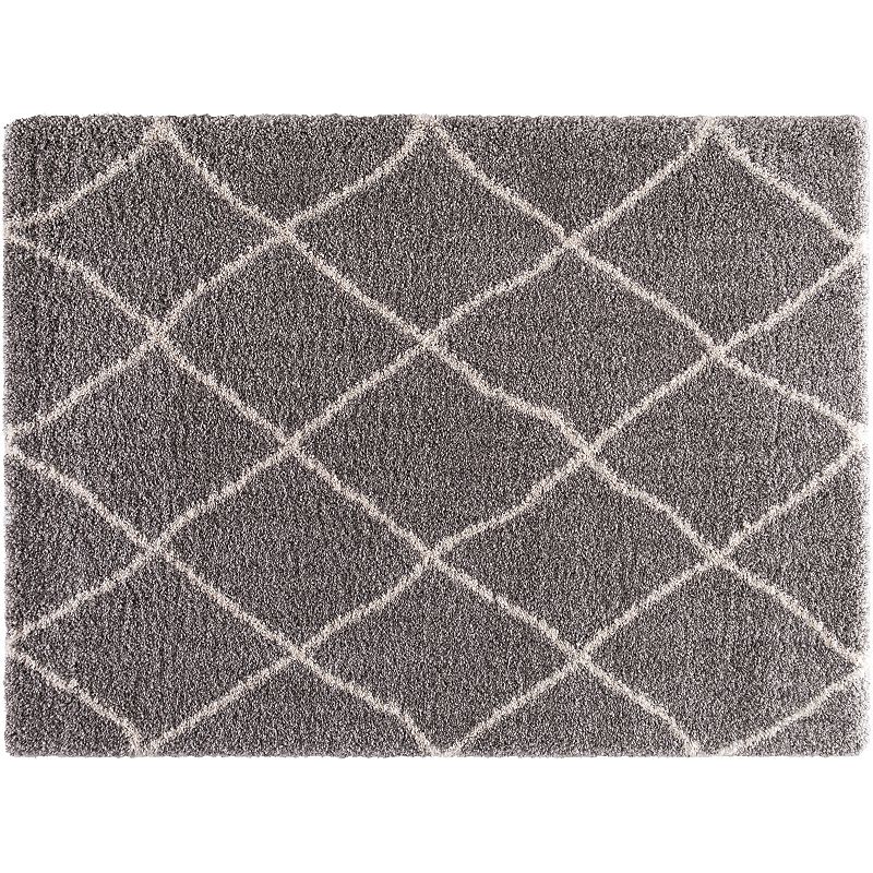 Concord Global Ocean Lattice Shag Rug, Silver, 6.5X9 Ft