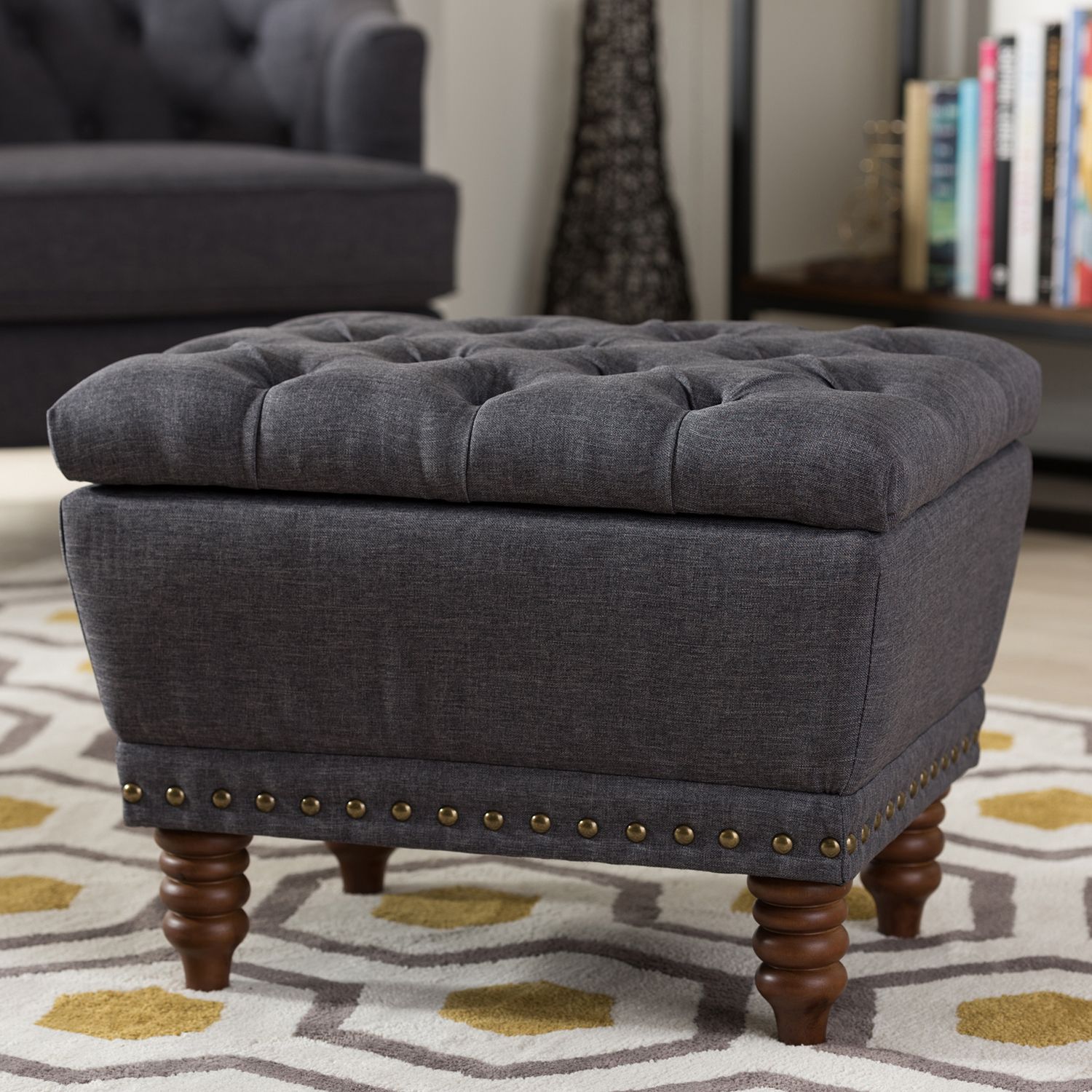 Baxton Studio Annabelle Storage Ottoman   2916498 Dark Gray