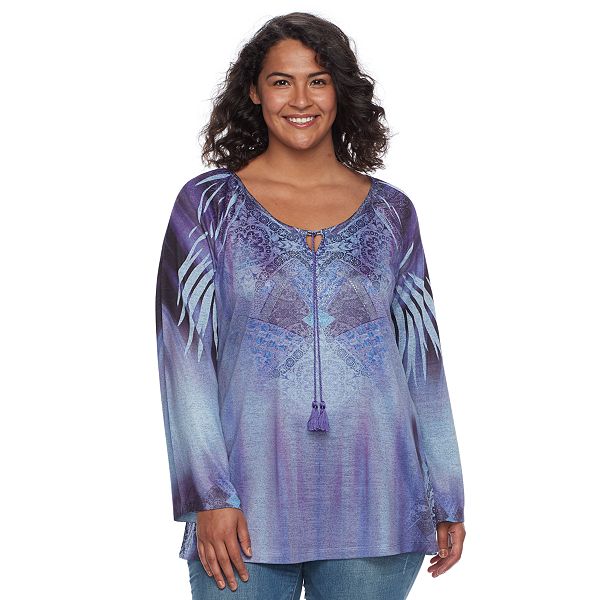 Plus Size World Unity Printed Peasant Top