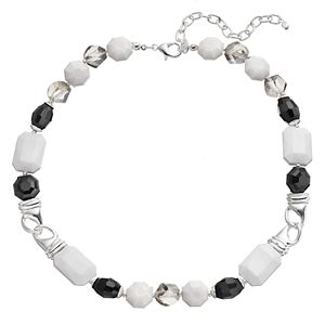 Napier Black & White Beaded Link Necklace