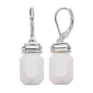 Napier White Rectangular Bead Nickel Free Drop Earrings