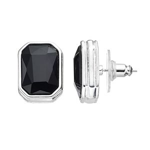 Napier Black Rectangular Nickel Free Stud Earrings