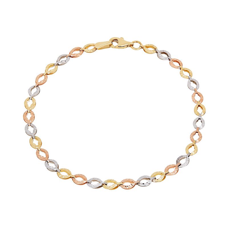 UPC 098087864240 product image for Everlasting Gold Tri Tone 14k Gold Oval Link Bracelet, Women's, Size: 7.5