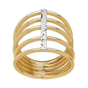 Everlasting Gold 14k Gold Textured Multi Row Ring