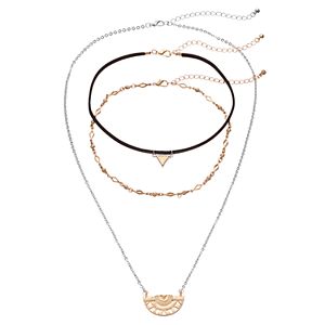 Mudd® Triangle & Tribal Crescent Link Necklace Set