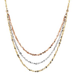 Everlasting Gold Tri Tone 10k Gold Swag Necklace
