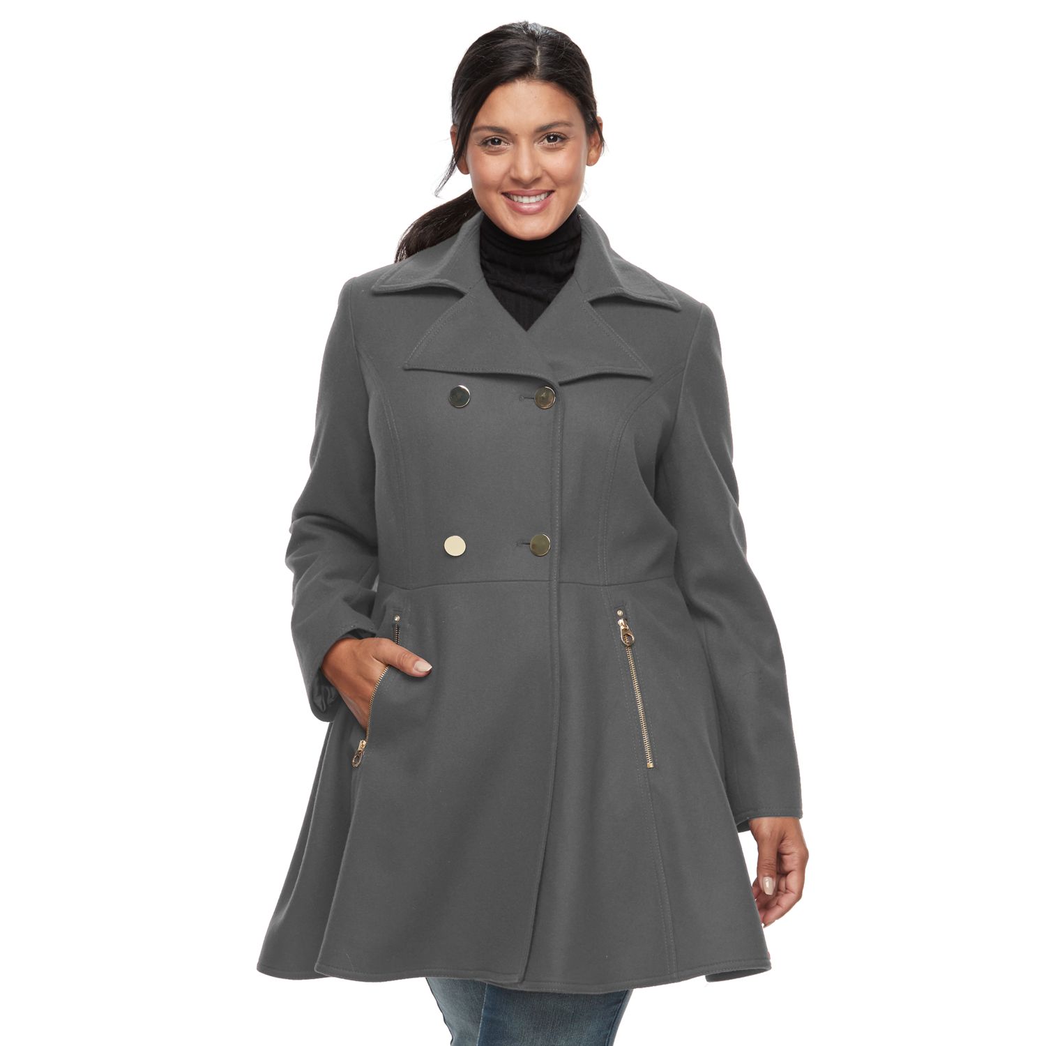 plus size double breasted wool coat