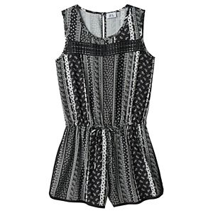 Girls 7-16 Joey B Crochet Printed Romper