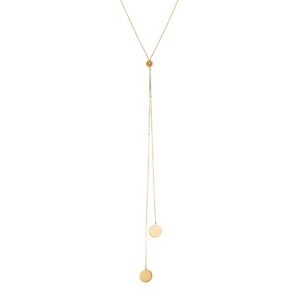 Everlasting Gold 14k Gold Disc Lariat Necklace