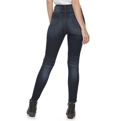 Juniors' Tinseltown Double Button Stacked Ankle Jeans