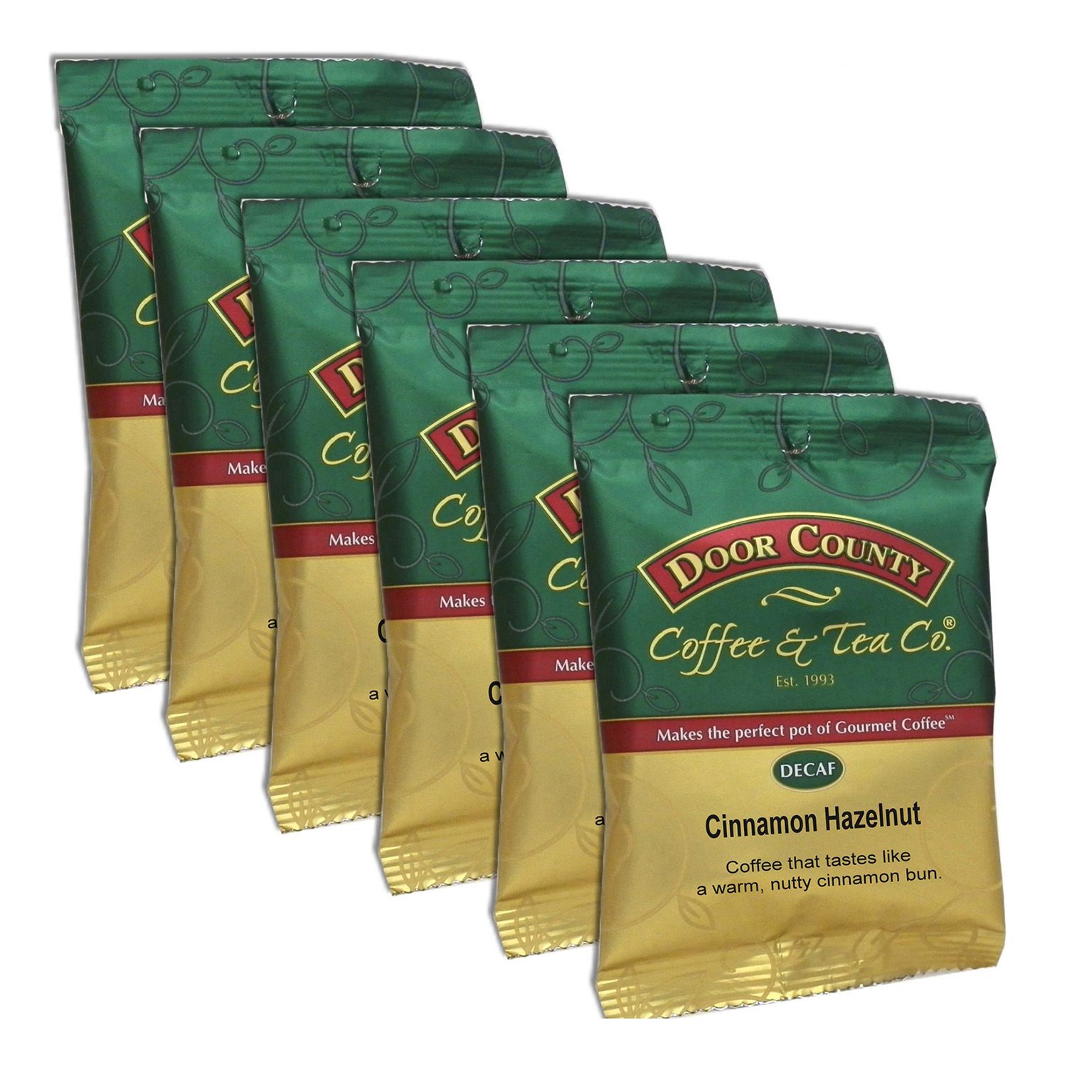 Image for Door County Coffee & Tea Co. Decaf Cinnamon Hazelnut Ground Coffee 6-pk. at Kohl's.