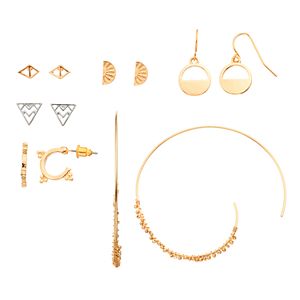 Mudd® Geometric Drop & Hoop Earring Set