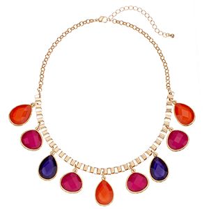 Faceted Teardrop Statement Necklace