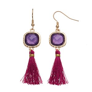 Purple Tassel Drop Earrings