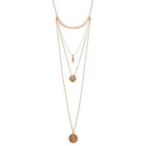 Mudd® Long Layered Medallion & Curved Bar Necklace