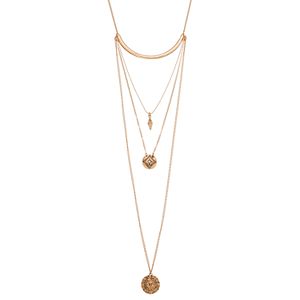 Mudd® Long Layered Medallion & Curved Bar Necklace