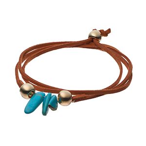 Mudd® Simulated Turquoise Faux Suede Bolo Wrap Bracelet