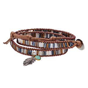 Mudd® Leaf Charm Beaded Cord Wrap Bracelet