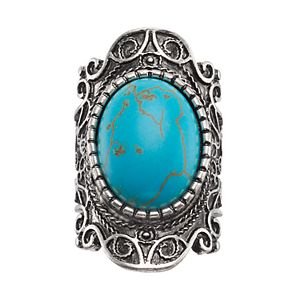 Mudd® Simulated Turquoise Cabochon Filigree Ring