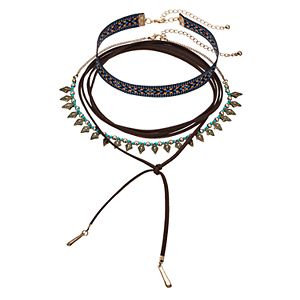 Mudd® Tribal, Embroidered & Lariat Choker Necklace Set