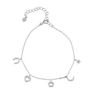 Journee Collection Sterling Silver Cubic Zirconia Charm Bracelet