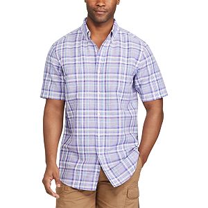 Big & Tall Chaps Classic-Fit Plaid Linen-Blend Button-Down Shirt