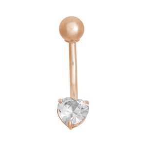 10k Rose Gold Cubic Zirconia Heart Belly Ring