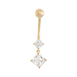 10k Gold Cubic Zirconia Belly Ring