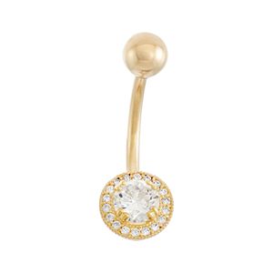 10k Gold Cubic Zirconia Halo Belly Ring