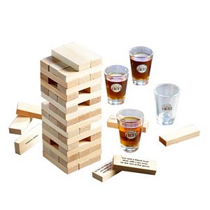 Game Night Tipsy Tower  Wooden Block & Shot Glass Set