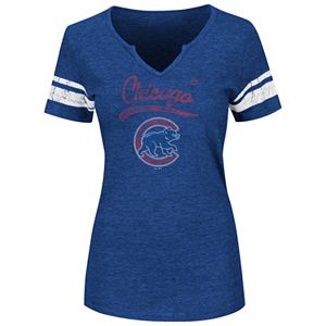 Plus Size Majestic Chicago Cubs Notched Neck Tee