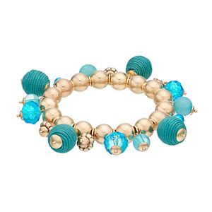 Aqua Thread Wrapped Shaky Bead Stretch Bracelet