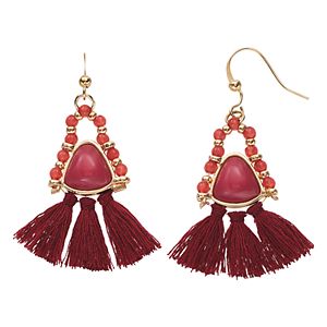 Red Tassel Fan Nickel Free Drop Earrings