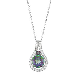 Sterling Silver Mystic Fire Topaz & Cubic Zirconia 2-Stone Pendant