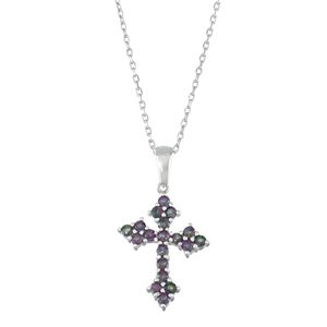 Sterling Silver Mystic Fire Topaz Cross Pendant Necklace