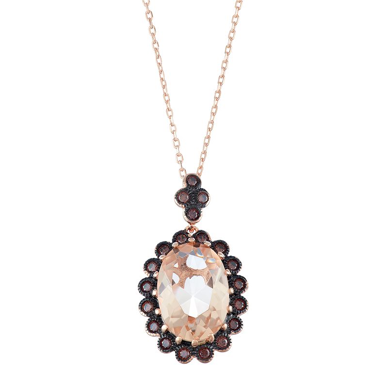 52730912 14k Rose Gold Over Silver Simulated Morganite & Cu sku 52730912