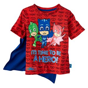 Toddler Boy PJ Masks Gekko, Ca5tboy & Owlette Graphic Tee with Cape