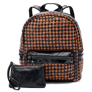 AmeriLeather Berne Leather Basketweave Backpack with Coin Purse