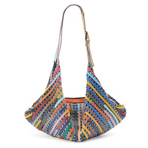 AmeriLeather Peranda Striped Patchwork Convertible Hobo with Coin Purse