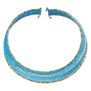 Blue Seed Bead Open Collar Necklace